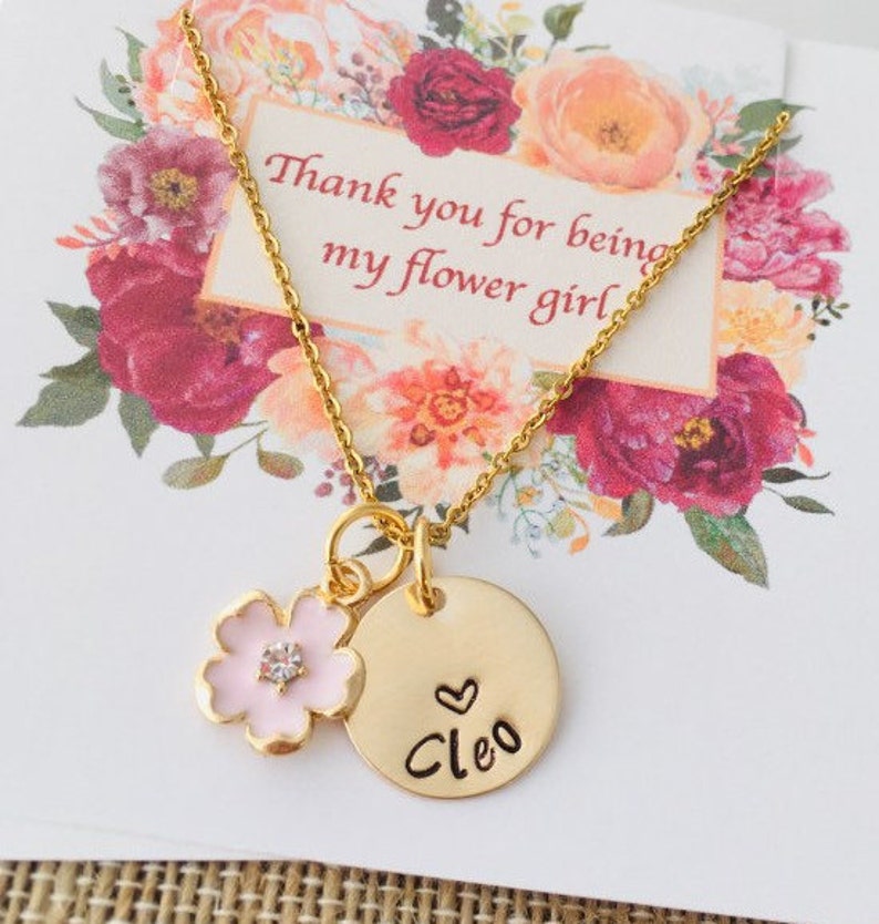 Flower Girl Necklace Flower Girl Gift Thank You for Being My Etsy