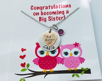 Big Sister Necklace, Big Sister Gift, Personalized Big Sister Necklace, Congratulations on Being a Big Sister
