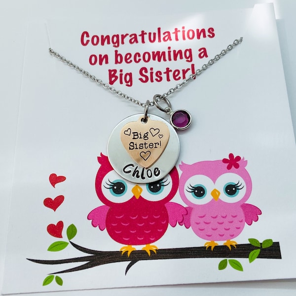 Big Sister Necklace, Big Sister Gift, Personalized Big Sister Necklace, Congratulations on Being a Big Sister