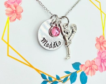 Personalized Cheerleader Necklace, Cheerleader and Megaphone Charm