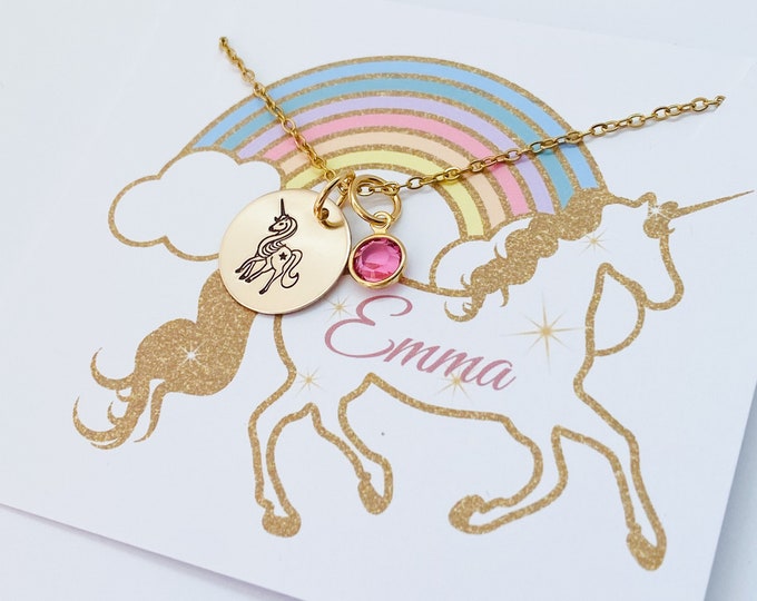 Unicorn Necklace, Personalized Unicorn Jewelry,  Unicorn Necklace with Name