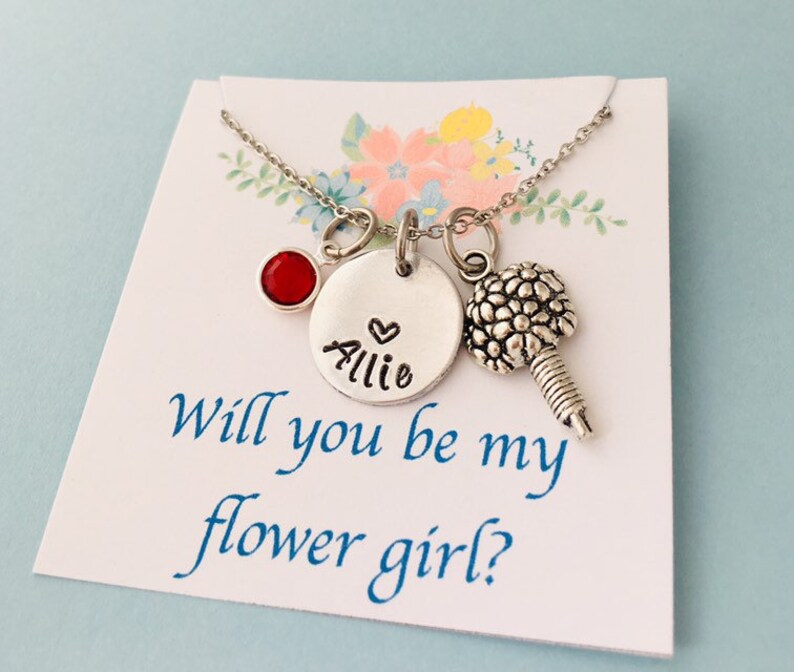Flower Girl Necklace Flower Girl Gift Bridesmaid Etsy