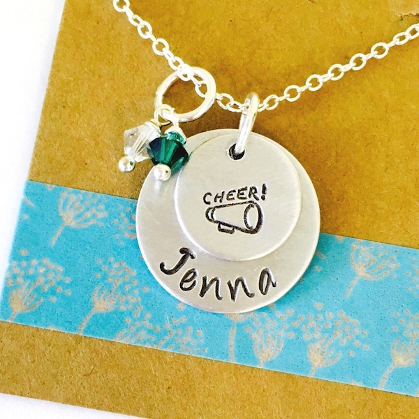 Custom Cheerleader Necklace, Cheer Necklace, Cheerleading Team, Megaphone Necklace, Personalized Cheerleading Necklace