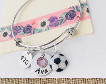 Personalized Soccer Bracelet, Soccer Player Gift, Custom Name Soccer