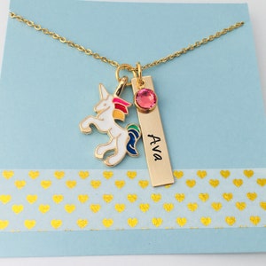 Personalized Unicorn Necklace, Unicorn Name Necklace, Kids Name Necklace, Unicorn Party image 1