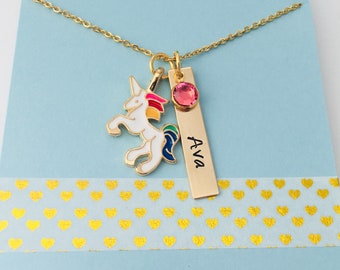 Personalized Unicorn Necklace, Unicorn Name Necklace, Kids Name Necklace, Unicorn Party