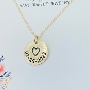 Gold Date Necklace, New Mom Birthstone Necklace, Baby’s Birthdate Necklace, Anniversary Date Necklace