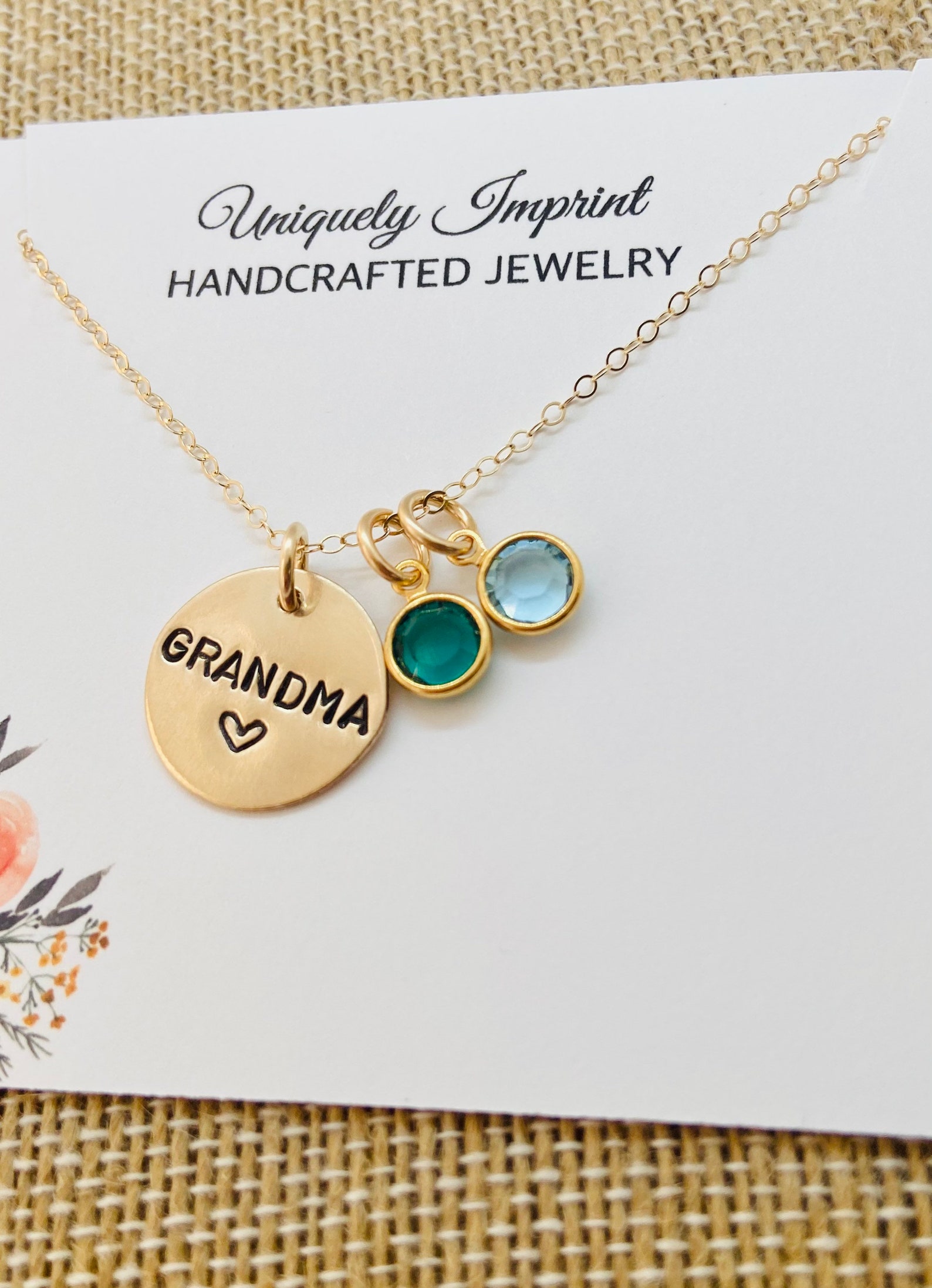 From Grandkids Grandma Birthstone Necklace Grandma Necklace Name