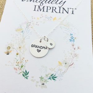Personalized Sterling Silver Grandma Necklace with Initial Discs