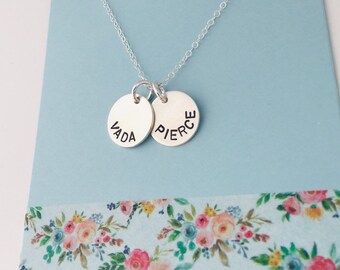 Sterling Silver Mom Necklace: Personalized Name Discs