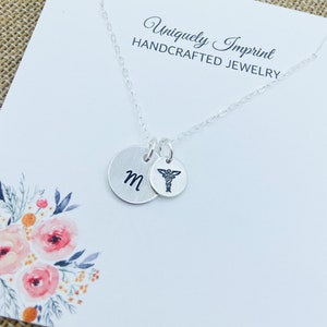 Personalized Medical Necklace, Caduceus Necklace, Med School Graduation Necklace