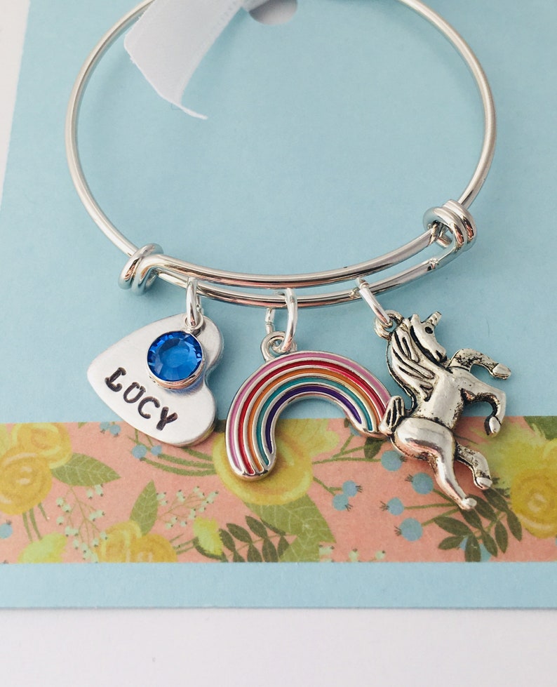 Unicorn Bracelet Personalized Kids Bracelet Little Girls Etsy