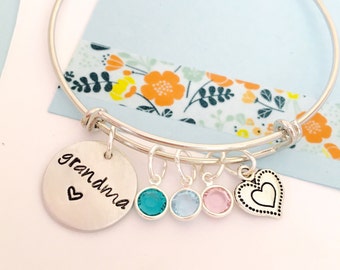 Grandma Bracelet, Personalized Grandma Bracelet, Adjustable Bangle Bracelet, Silver Mimi Bracelet, Grandma Bracelet Family Bracelet, Perso