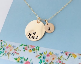 Gold Nana Necklace: Personalized 14k Gold Filled Grandkids Initials