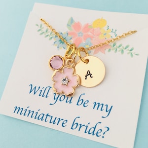Miniature Bride Necklace, Flower Girl Gift, Will you be my Miniature Bride, Mini Bride