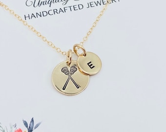 Gold Filled Lacrosse Necklace: Personalized Number Charm