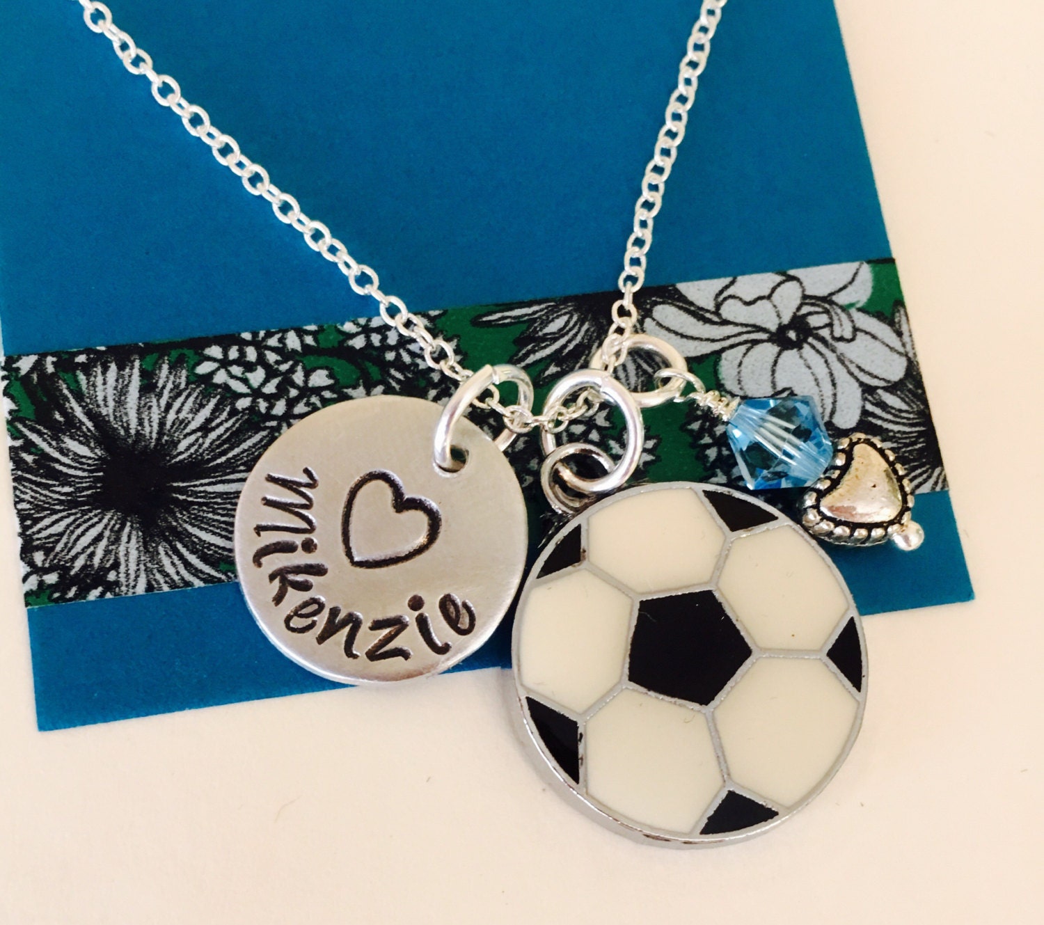 Soccer Necklace Stamped Soccer Necklace Soccer Girl