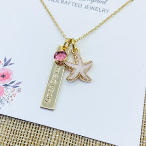 Starfish Necklace, Gold Starfish Necklace, Starfish Name Necklace