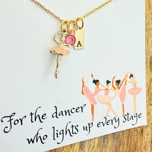 Personalized Ballerina Necklace, Dance Recital Gift, Ballerina Initial Jewelry