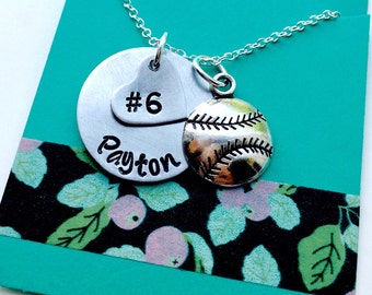 Softball Necklace, Softball Name Necklace, Personalized Softball Necklace
