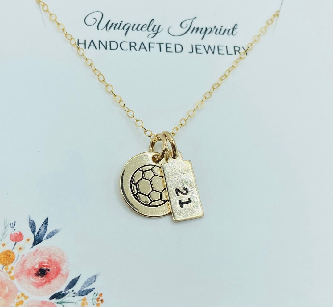 Personalized Soccer Necklace, 14k Gold Filled Soccer Player Necklace, Soccer Necklace With