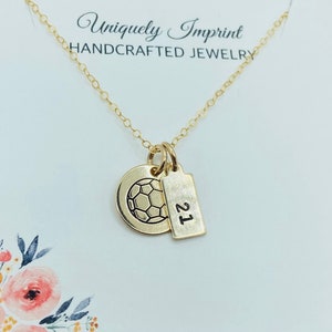 14k Gold Filled Soccer Ball Necklace: Personalized Number Jewelry