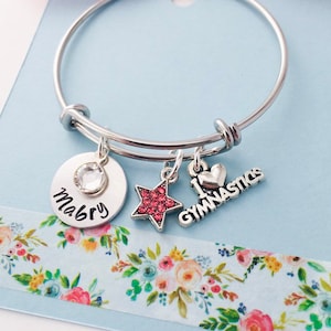 Gymnastics Charm Bracelet, Personalized Gymanstics Jewelry, Gift for Gymnast