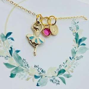Ballerina Initial Necklace, Dance Recital Gift, Gold Ballerina Charm Jewelry, Personalized Ballerina Necklace