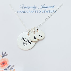 Sterling Silver Grandma Necklace: Personalized Initial Discs