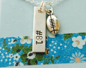 Football Mom Necklace,  Personalized Football Necklace, Football Number Necklace