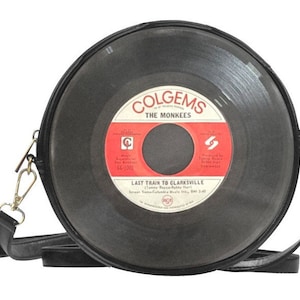 45 Record Round Messenger Bag - Monkees &quot;Last Train To Clarksville&quot;