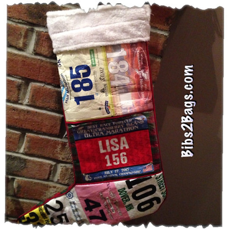 Christmas Stocking Made From Running and Racing Bibs Etsy