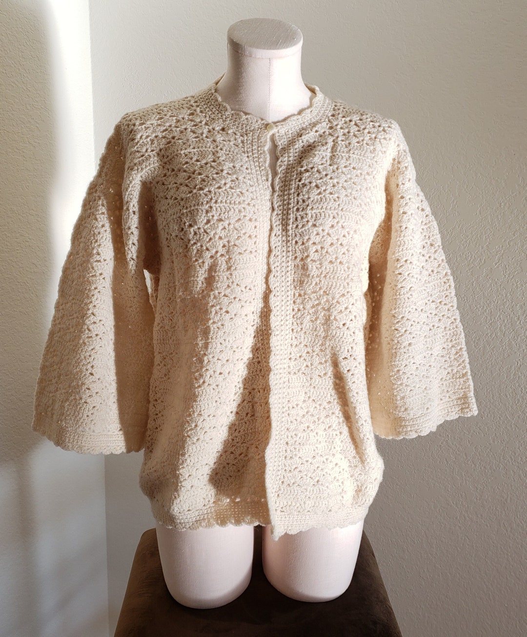 Vintage Contrast Whipstitch Drop Shoulder Long Sleeve Open Front Cardigan