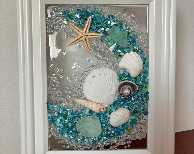 Seashell Sea Glass Beach Frame Etsy