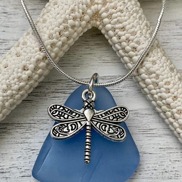Seaglass Dragonfly Necklace Periwinkle