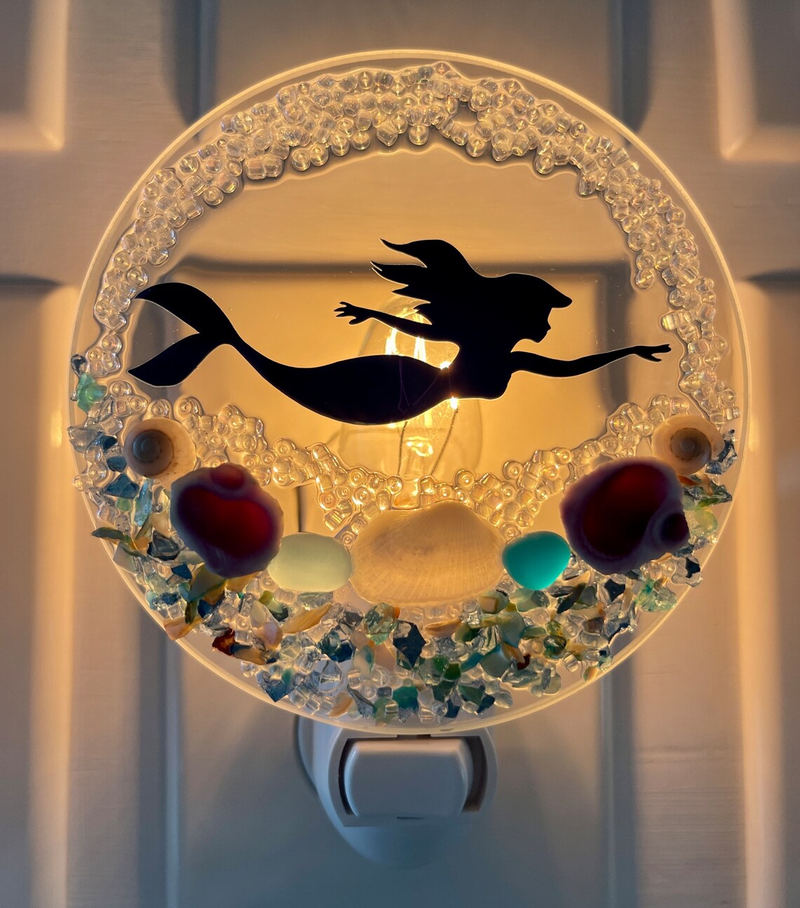 Mermaid Seashell Beach Night Light Navy Etsy