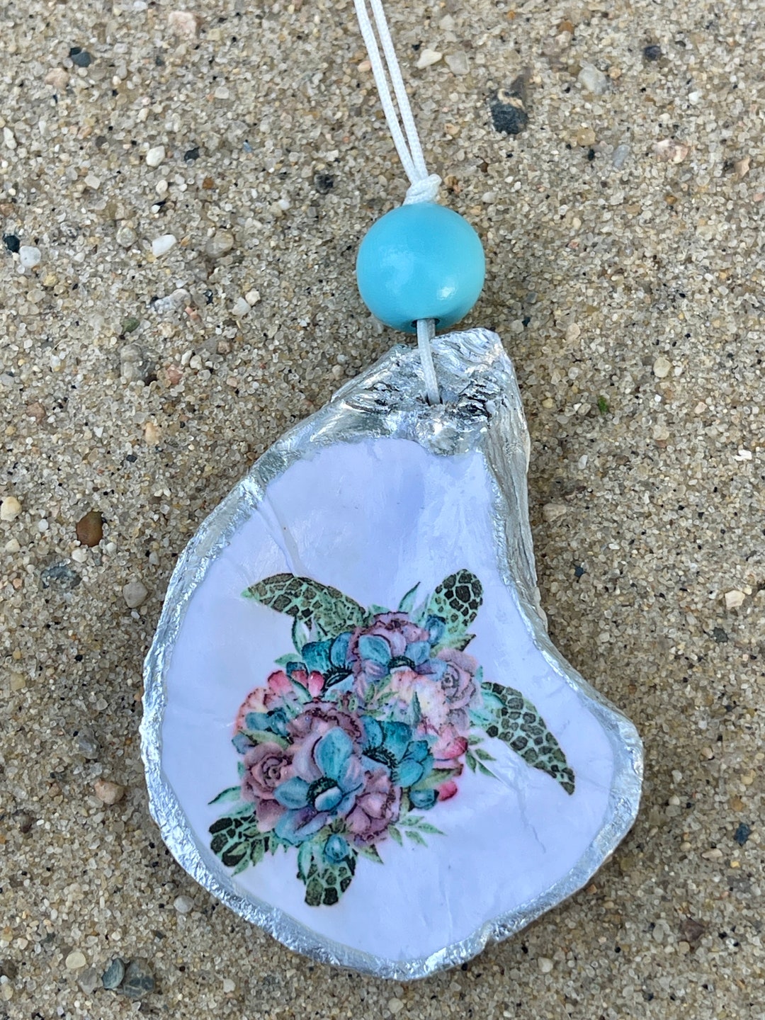 Sea Turtle Oyster Shell Decopauge Ornament - Etsy