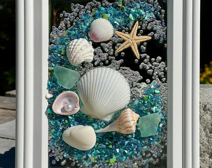 Seashell Sea Glass Beach Frame Etsy