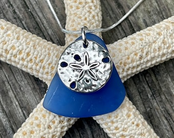 Seaglass San-dollar Necklace Blue