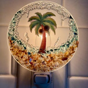 Palm Tree Seashell Beach Night Light
