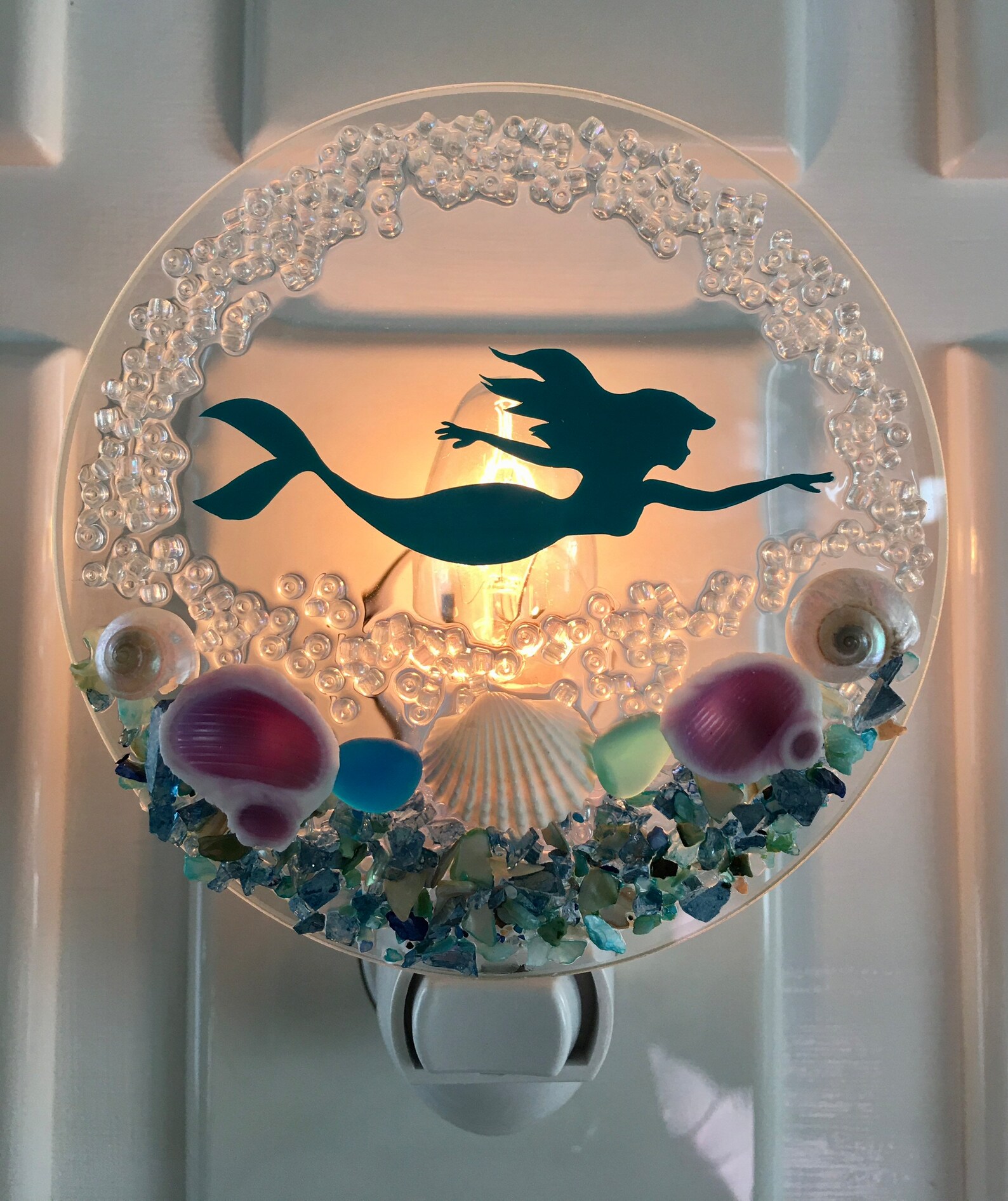 Mermaid Seashell Beach Night Light Teal Etsy