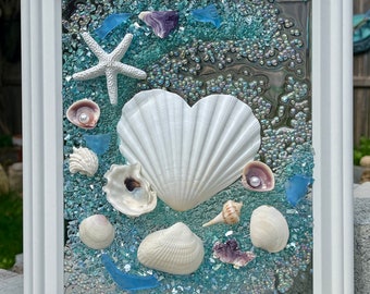 Beach Seashell Heart Frame