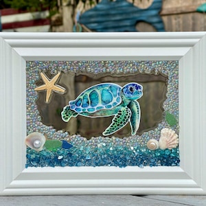 Sea Turtle Seashell Sea Glass Beach Frame