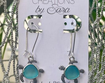 Sea Turtle Seaglass Earrings