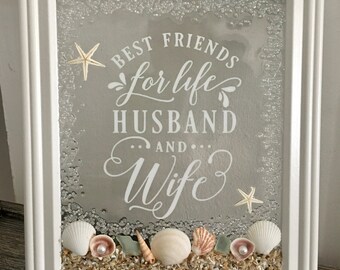 Husband & Wife Beach Seashell Frame