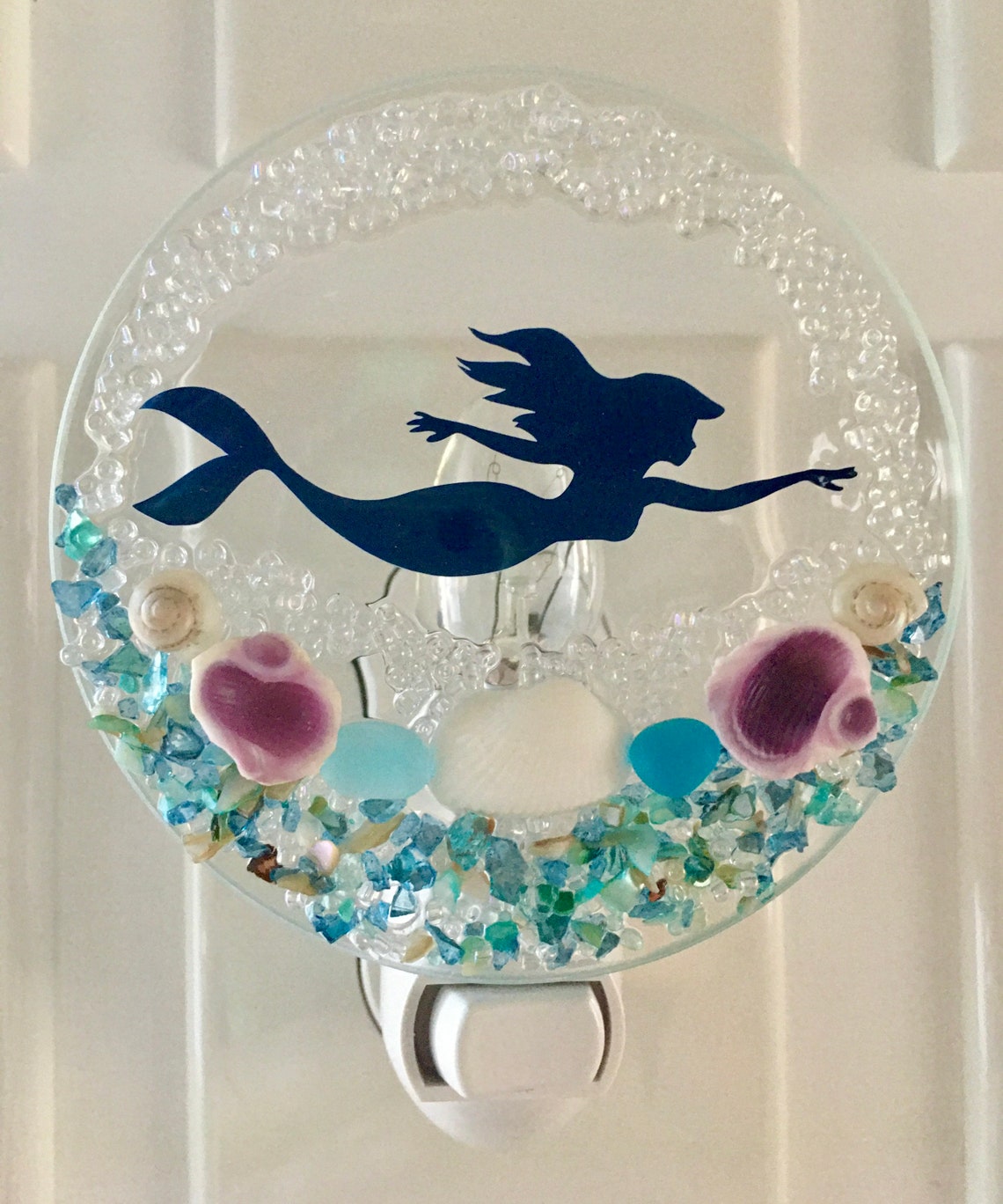 Mermaid Seashell Beach Night Light Navy Etsy