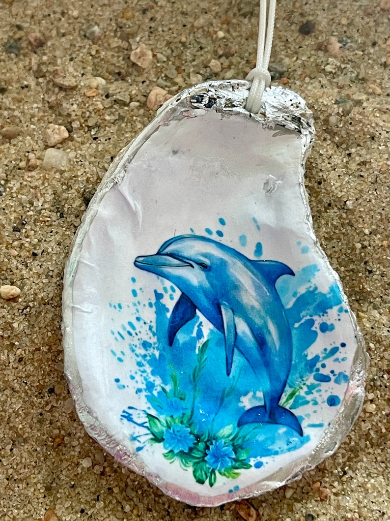 Dolphin Oyster Shell Decopauge Ornament - Etsy