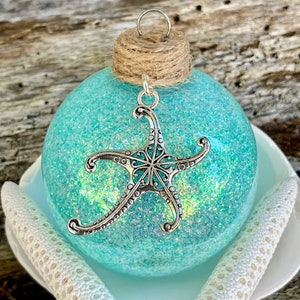 Shatterproof Starfish Beach  Glittered Ornament