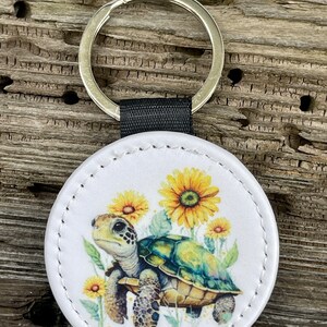 Sea Turtle Sunflower Beach Keychain