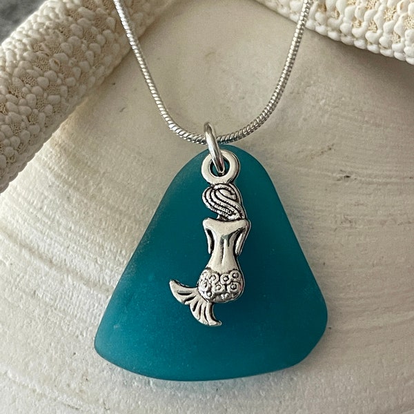 Seaglass Mermaid Necklace Teal